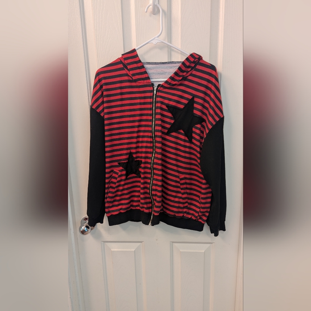 Grunge punk striped sweatshirt